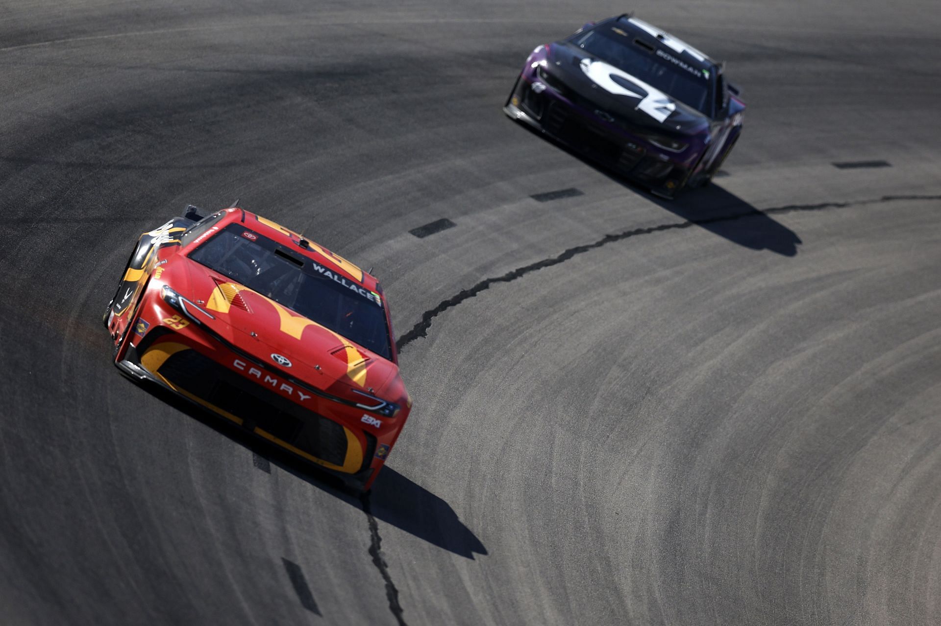 Bubba Wallace (23) and Alex Bowman (48) during the NASCAR Cup Series Würth 400. Source: Getty